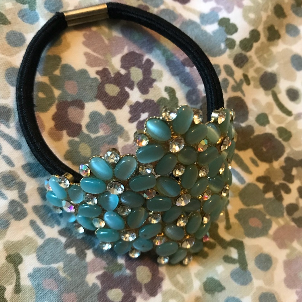 Light Blue Flower Pony Tail Holder- hair accessory